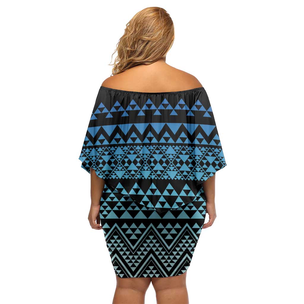Maori Niho Taniwha Te Wheiao Family Matching Off Shoulder Short Dress and Hawaiian Shirt Moana Blue - Aussie Hoodie