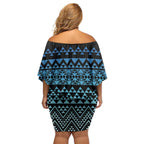 Maori Niho Taniwha Te Wheiao Family Matching Off Shoulder Short Dress and Hawaiian Shirt Moana Blue - Aussie Hoodie