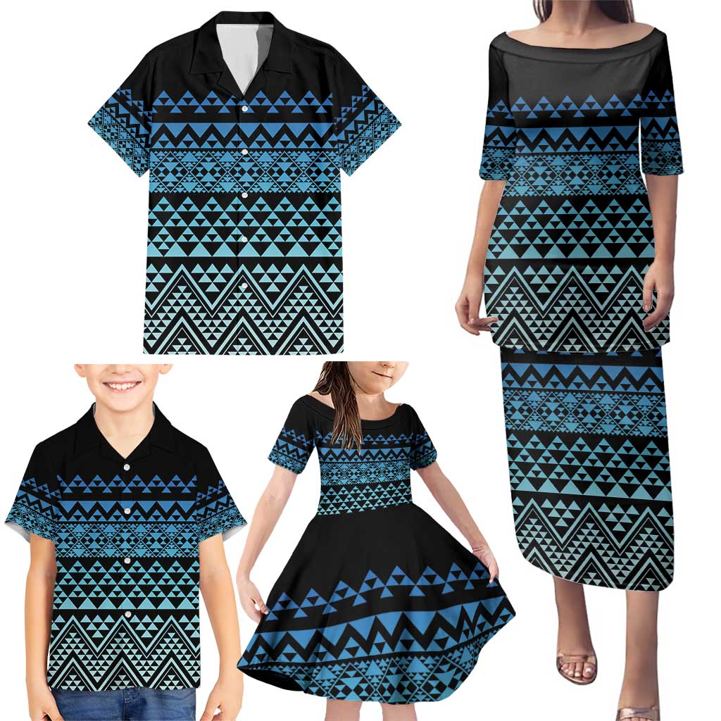 Maori Niho Taniwha Te Wheiao Family Matching Puletasi and Hawaiian Shirt Moana Blue - Aussie Hoodie