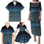 Maori Niho Taniwha Te Wheiao Family Matching Puletasi and Hawaiian Shirt Moana Blue - Aussie Hoodie