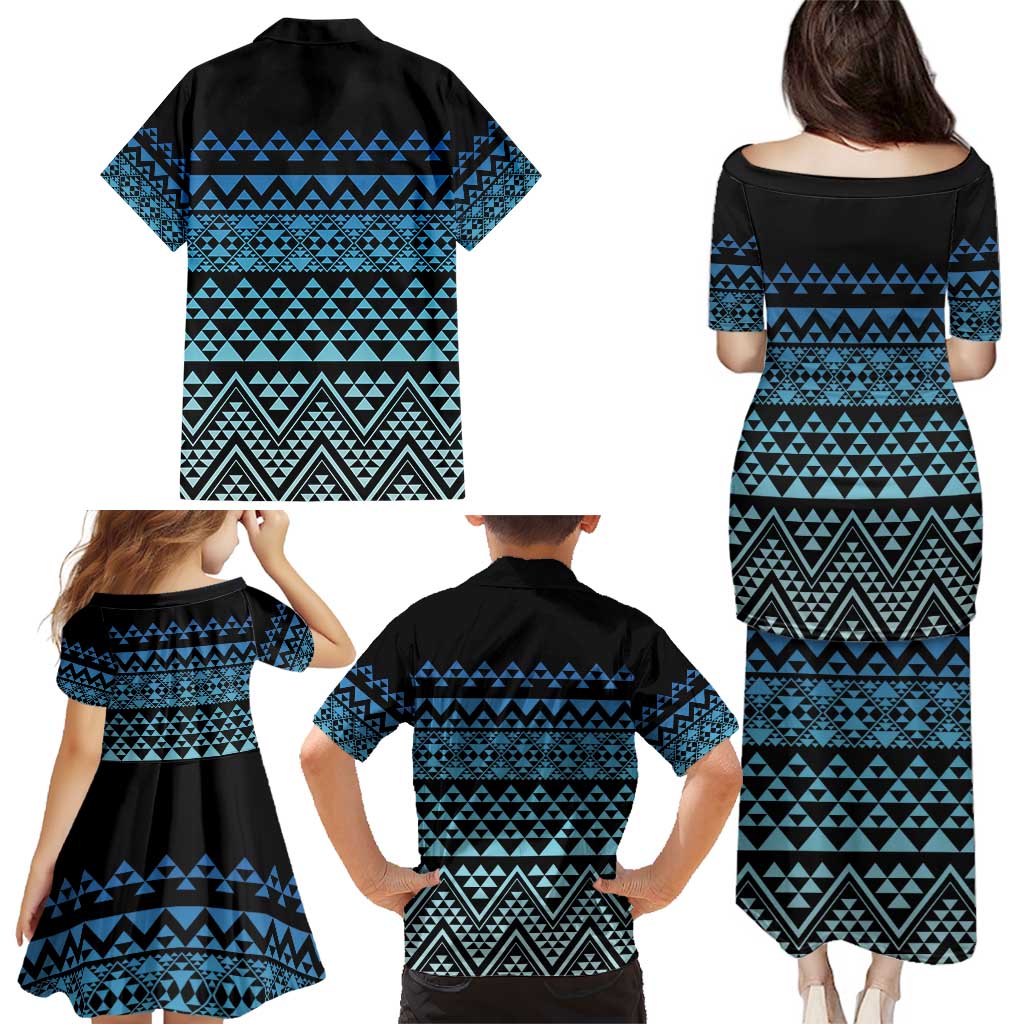 Maori Niho Taniwha Te Wheiao Family Matching Puletasi and Hawaiian Shirt Moana Blue - Aussie Hoodie