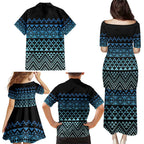 Maori Niho Taniwha Te Wheiao Family Matching Puletasi and Hawaiian Shirt Moana Blue - Aussie Hoodie