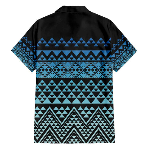 Maori Niho Taniwha Te Wheiao Family Matching Short Sleeve Bodycon Dress and Hawaiian Shirt Moana Blue - Aussie Hoodie
