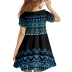 Maori Niho Taniwha Te Wheiao Family Matching Summer Maxi Dress and Hawaiian Shirt Moana Blue - Aussie Hoodie