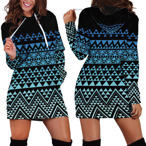 Maori Niho Taniwha Te Wheiao Hoodie Dress Moana Blue - Aussie Hoodie