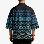 Maori Niho Taniwha Te Wheiao Kimono Moana Blue - Aussie Hoodie