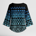 Maori Niho Taniwha Te Wheiao Kimono Sleeve Blouse Moana Blue - Aussie Hoodie