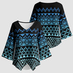 Maori Niho Taniwha Te Wheiao Kimono Sleeve Blouse Moana Blue - Aussie Hoodie