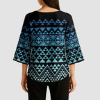 Maori Niho Taniwha Te Wheiao Kimono Sleeve Blouse Moana Blue - Aussie Hoodie