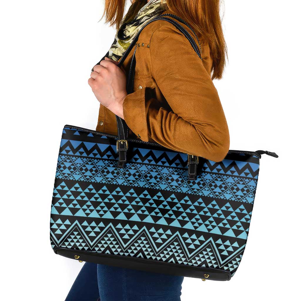 Maori Niho Taniwha Te Wheiao Leather Tote Bag Moana Blue - Aussie Hoodie