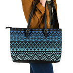 Maori Niho Taniwha Te Wheiao Leather Tote Bag Moana Blue - Aussie Hoodie