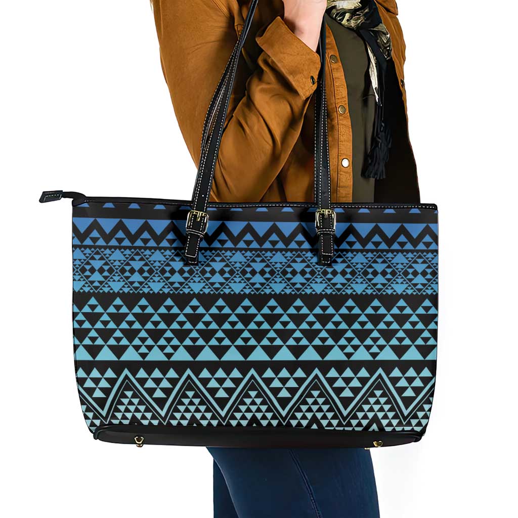Maori Niho Taniwha Te Wheiao Leather Tote Bag Moana Blue - Aussie Hoodie