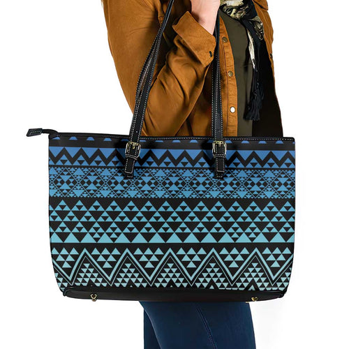 Maori Niho Taniwha Te Wheiao Leather Tote Bag Moana Blue - Aussie Hoodie