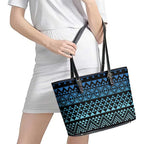 Maori Niho Taniwha Te Wheiao Leather Tote Bag Moana Blue - Aussie Hoodie