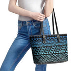Maori Niho Taniwha Te Wheiao Leather Tote Bag Moana Blue - Aussie Hoodie