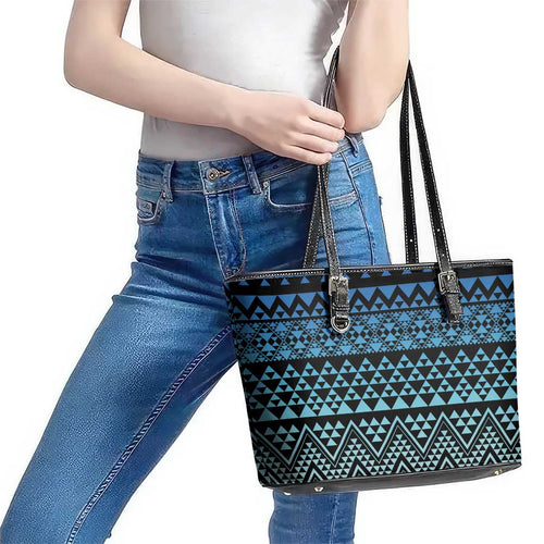 Maori Niho Taniwha Te Wheiao Leather Tote Bag Moana Blue - Aussie Hoodie