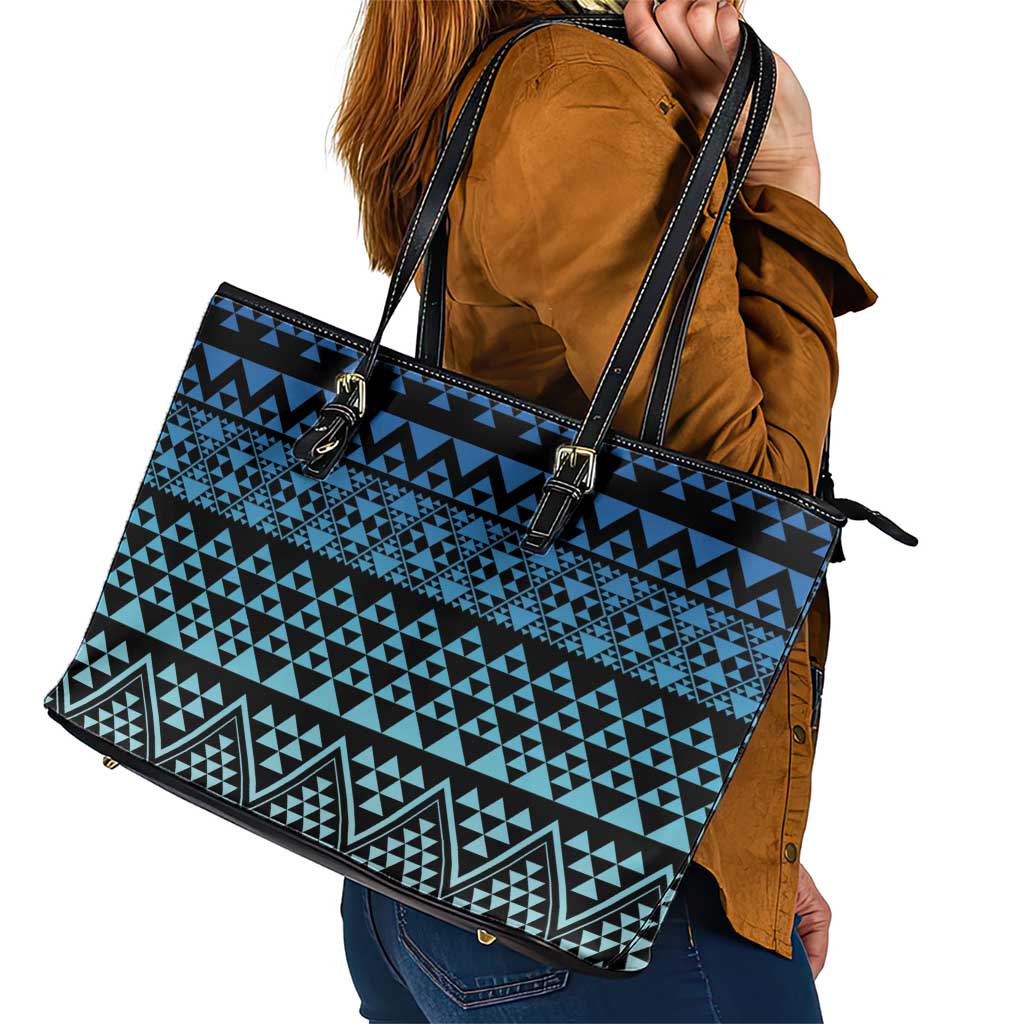 Maori Niho Taniwha Te Wheiao Leather Tote Bag Moana Blue - Aussie Hoodie