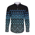 Maori Niho Taniwha Te Wheiao Long Sleeve Button Shirt Moana Blue - Aussie Hoodie