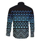 Maori Niho Taniwha Te Wheiao Long Sleeve Button Shirt Moana Blue - Aussie Hoodie