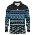Maori Niho Taniwha Te Wheiao Long Sleeve Polo Shirt Moana Blue - Aussie Hoodie