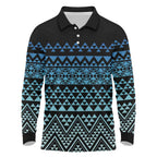 Maori Niho Taniwha Te Wheiao Long Sleeve Polo Shirt Moana Blue - Aussie Hoodie