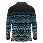 Maori Niho Taniwha Te Wheiao Long Sleeve Polo Shirt Moana Blue - Aussie Hoodie