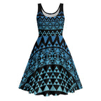 Maori Niho Taniwha Te Wheiao Midi Dress Moana Blue - Aussie Hoodie