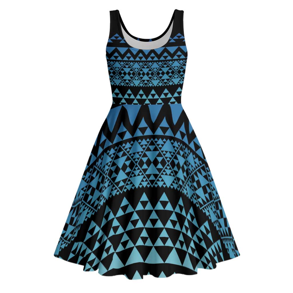 Maori Niho Taniwha Te Wheiao Midi Dress Moana Blue - Aussie Hoodie