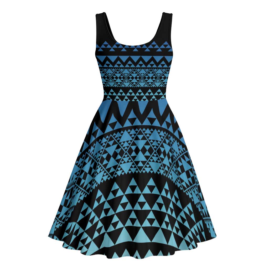 Maori Niho Taniwha Te Wheiao Midi Dress Moana Blue - Aussie Hoodie