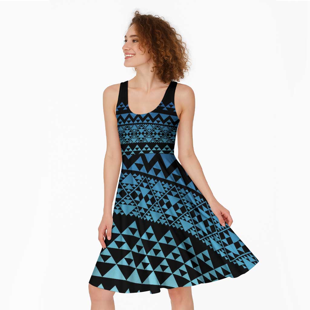 Maori Niho Taniwha Te Wheiao Midi Dress Moana Blue - Aussie Hoodie