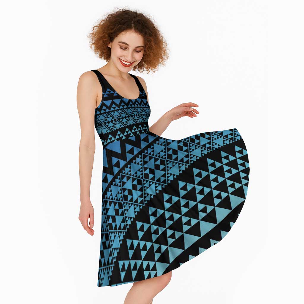 Maori Niho Taniwha Te Wheiao Midi Dress Moana Blue - Aussie Hoodie