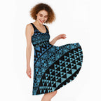 Maori Niho Taniwha Te Wheiao Midi Dress Moana Blue - Aussie Hoodie