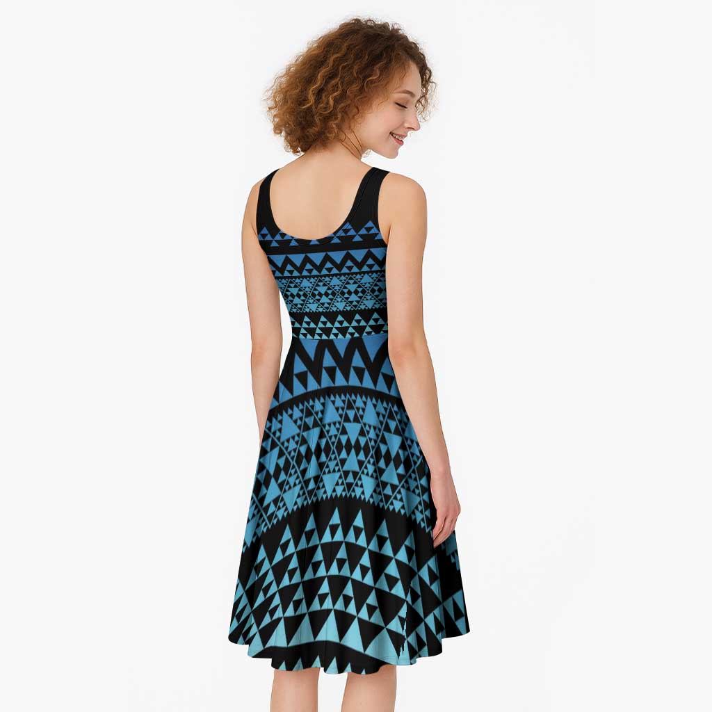 Maori Niho Taniwha Te Wheiao Midi Dress Moana Blue - Aussie Hoodie