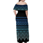Maori Niho Taniwha Te Wheiao Off Shoulder Maxi Dress Moana Blue - Aussie Hoodie