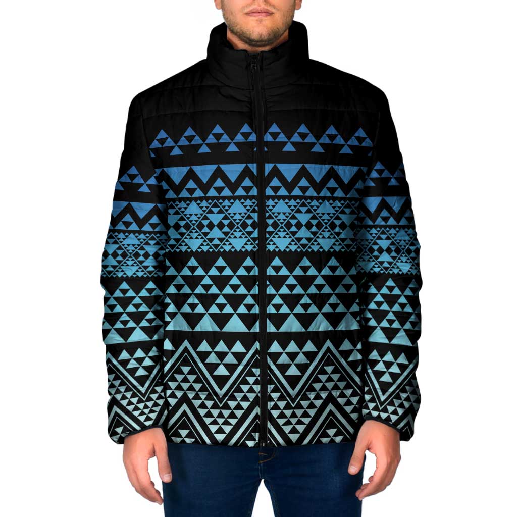 Maori Niho Taniwha Te Wheiao Padded Jacket Moana Blue - Aussie Hoodie