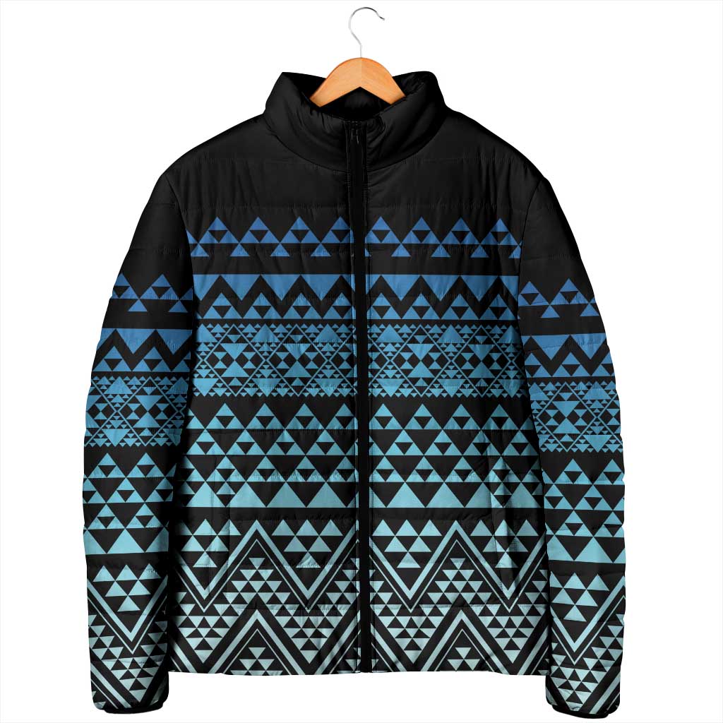 Maori Niho Taniwha Te Wheiao Padded Jacket Moana Blue - Aussie Hoodie