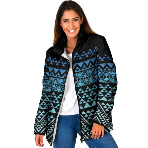 Maori Niho Taniwha Te Wheiao Padded Jacket Moana Blue - Aussie Hoodie