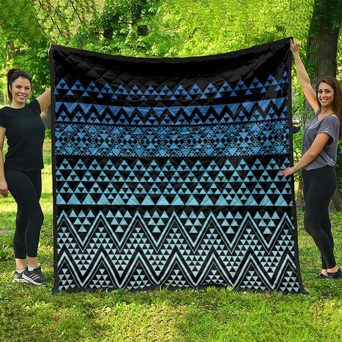 Maori Niho Taniwha Te Wheiao Quilt Moana Blue - Aussie Hoodie