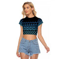 Maori Niho Taniwha Te Wheiao Raglan Cropped T Shirt Moana Blue - Aussie Hoodie