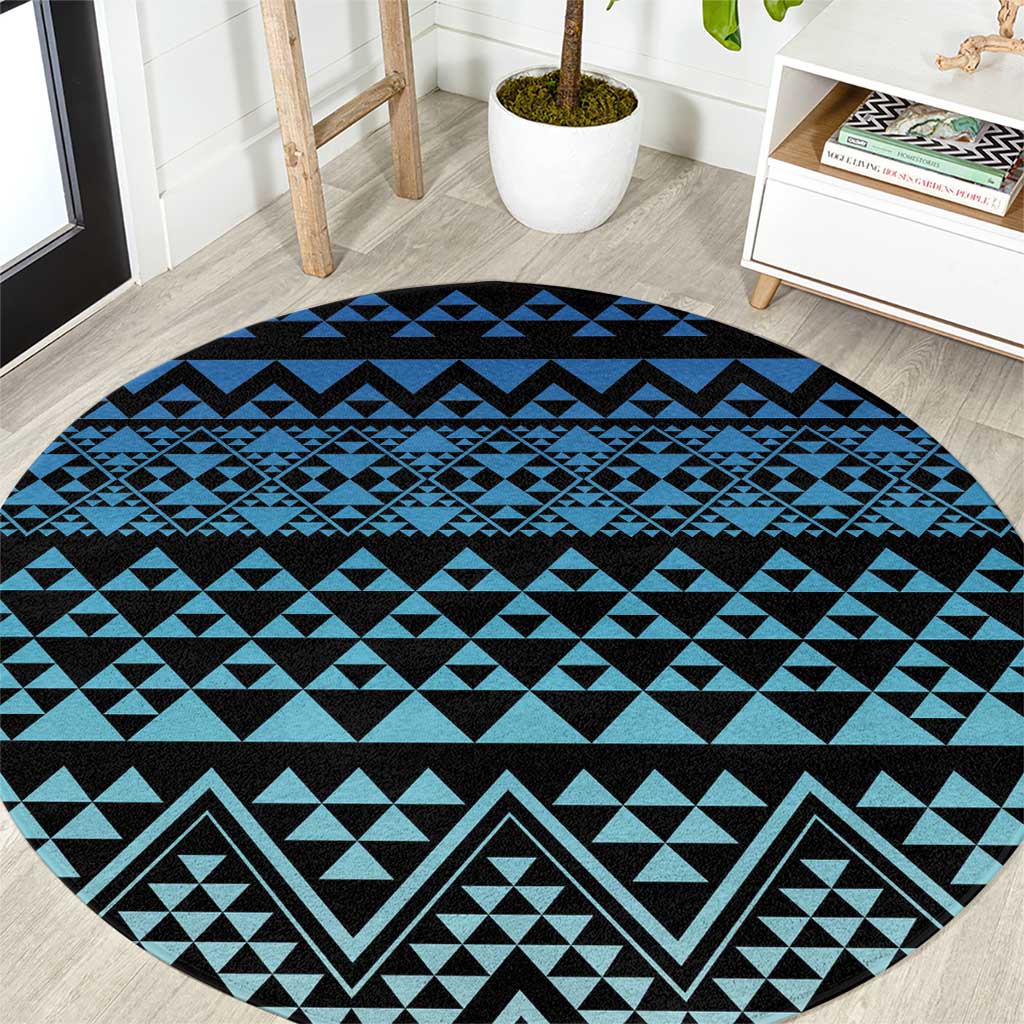 Maori Niho Taniwha Te Wheiao Round Carpet Moana Blue - Aussie Hoodie