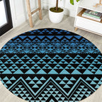 Maori Niho Taniwha Te Wheiao Round Carpet Moana Blue - Aussie Hoodie