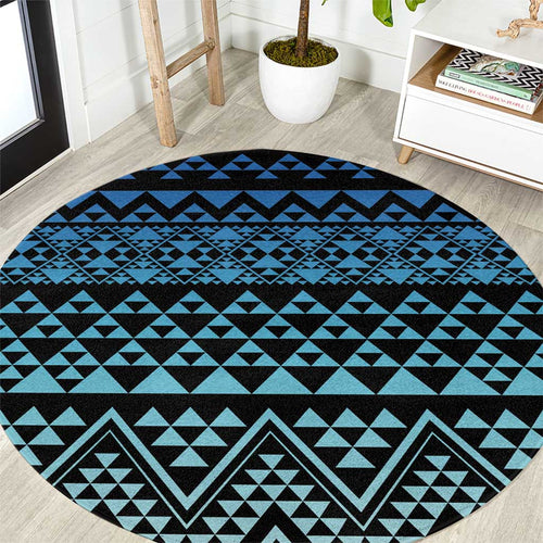 Maori Niho Taniwha Te Wheiao Round Carpet Moana Blue - Aussie Hoodie