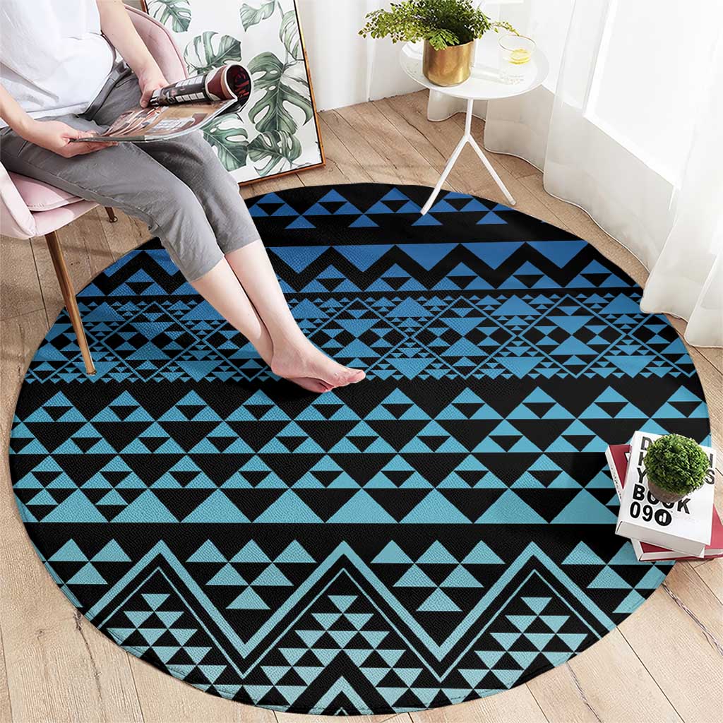 Maori Niho Taniwha Te Wheiao Round Carpet Moana Blue - Aussie Hoodie