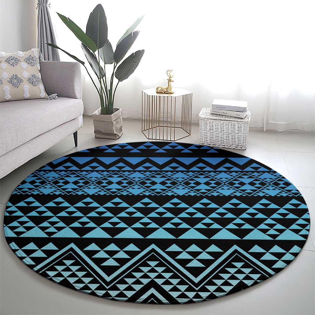 Maori Niho Taniwha Te Wheiao Round Carpet Moana Blue - Aussie Hoodie