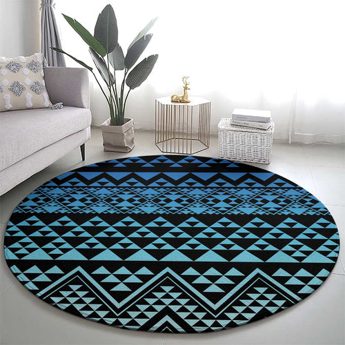 Maori Niho Taniwha Te Wheiao Round Carpet Moana Blue - Aussie Hoodie