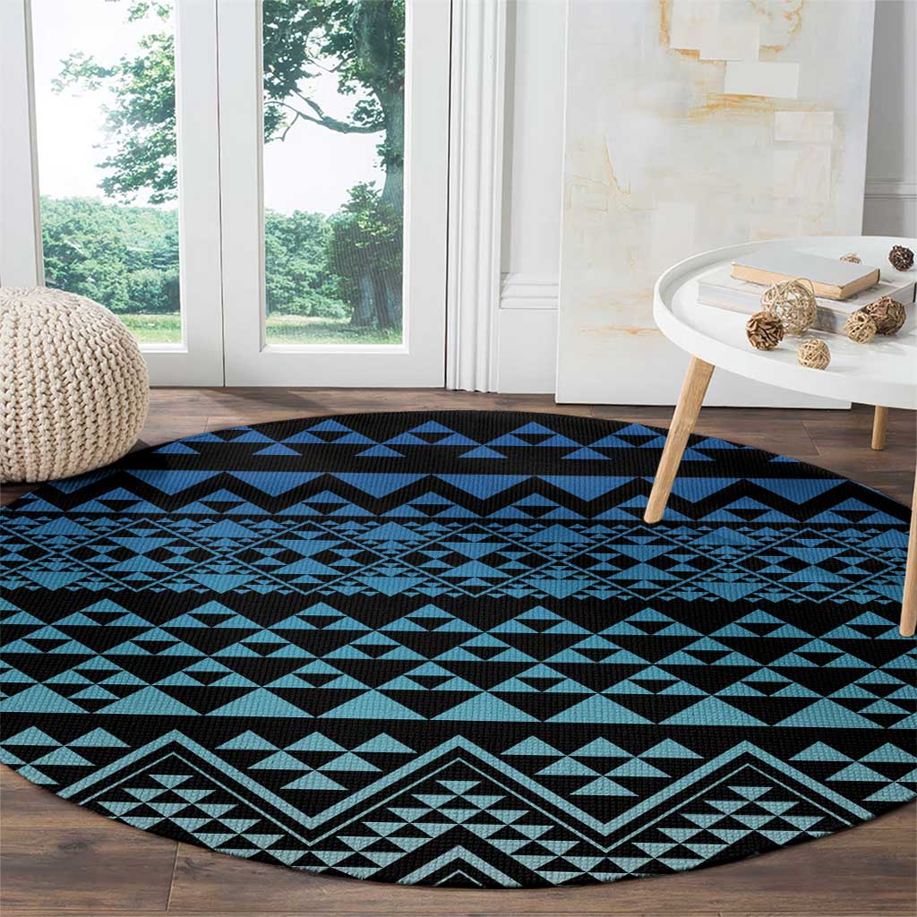 Maori Niho Taniwha Te Wheiao Round Carpet Moana Blue - Aussie Hoodie