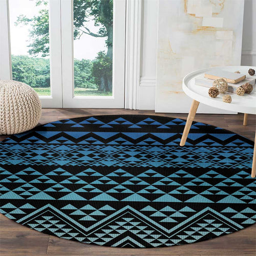 Maori Niho Taniwha Te Wheiao Round Carpet Moana Blue - Aussie Hoodie