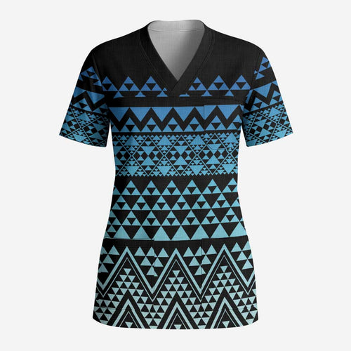 Maori Niho Taniwha Te Wheiao Scrub Top Moana Blue - Aussie Hoodie