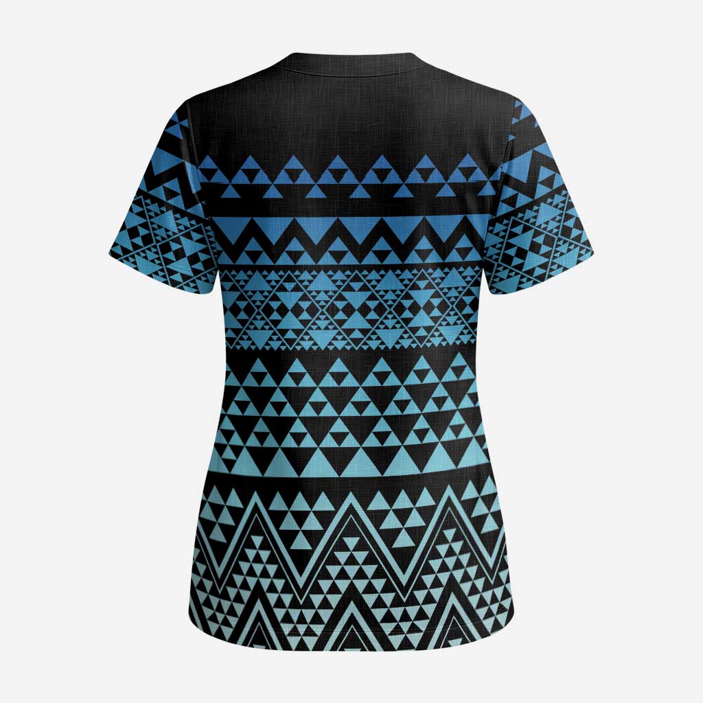 Maori Niho Taniwha Te Wheiao Scrub Top Moana Blue - Aussie Hoodie