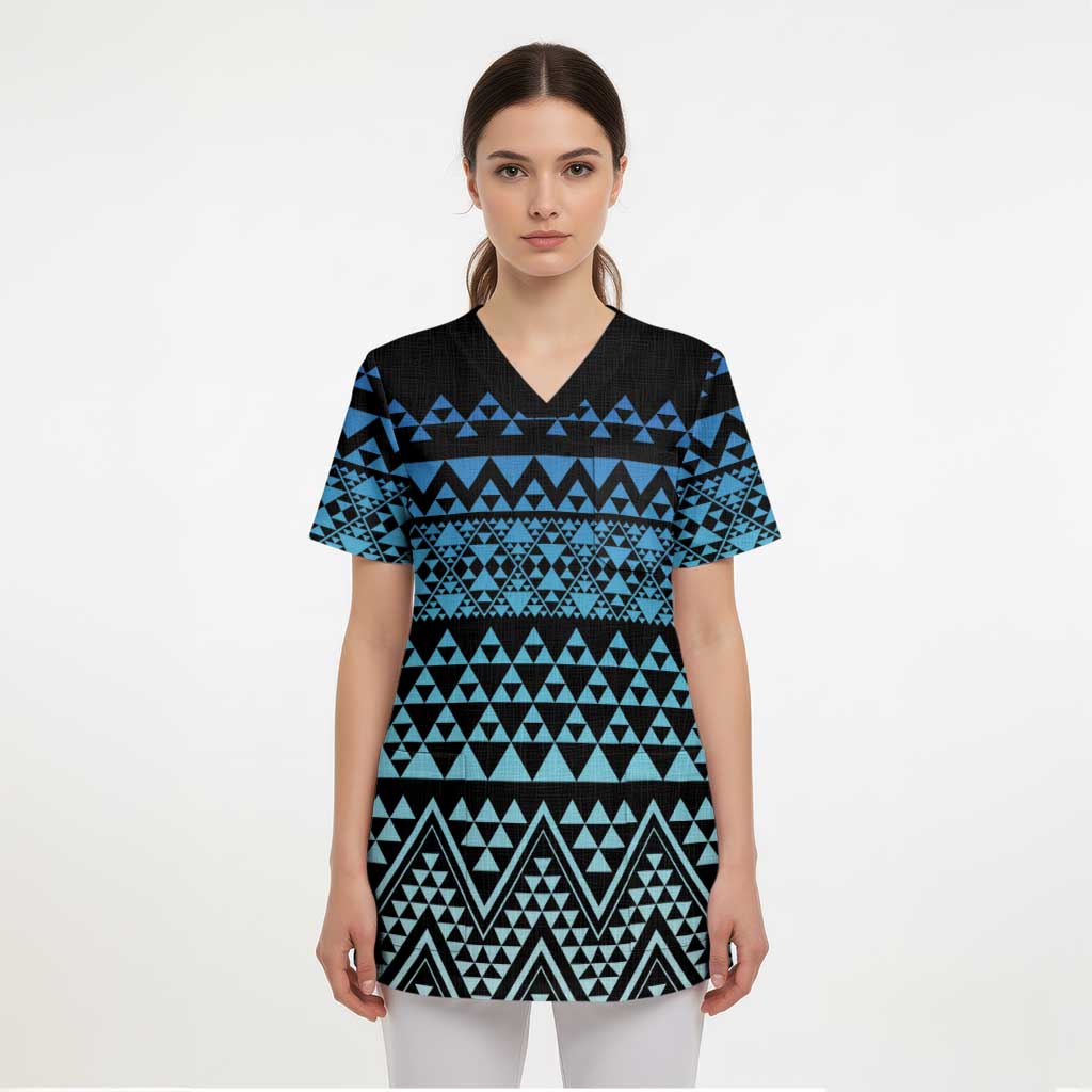 Maori Niho Taniwha Te Wheiao Scrub Top Moana Blue - Aussie Hoodie